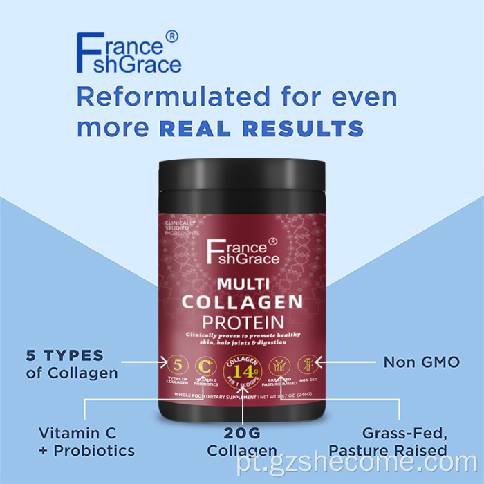 Colágeno hidrolisado com probióticos multi colágeno em pó